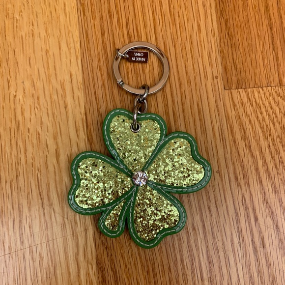 Coach Green Glitter Shamrock Key Chain